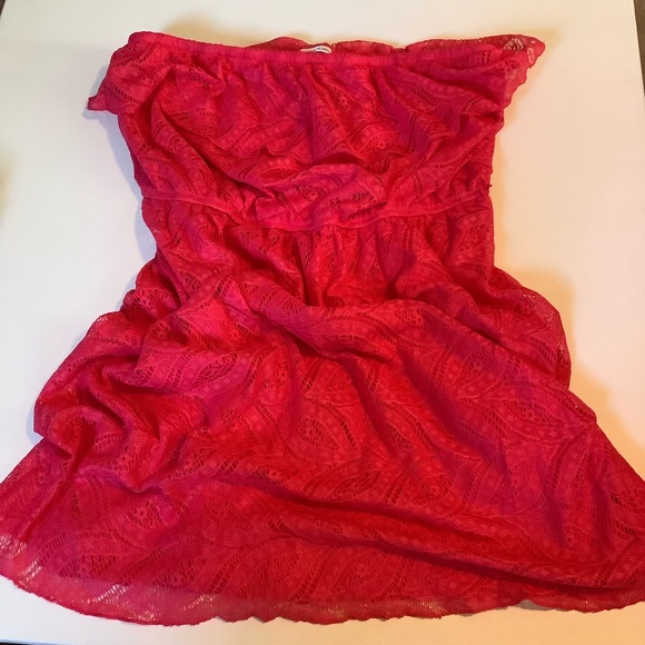 Maurices Magenta Strapless Knee Lnth Lace Dress 2X - Picture 1 of 8